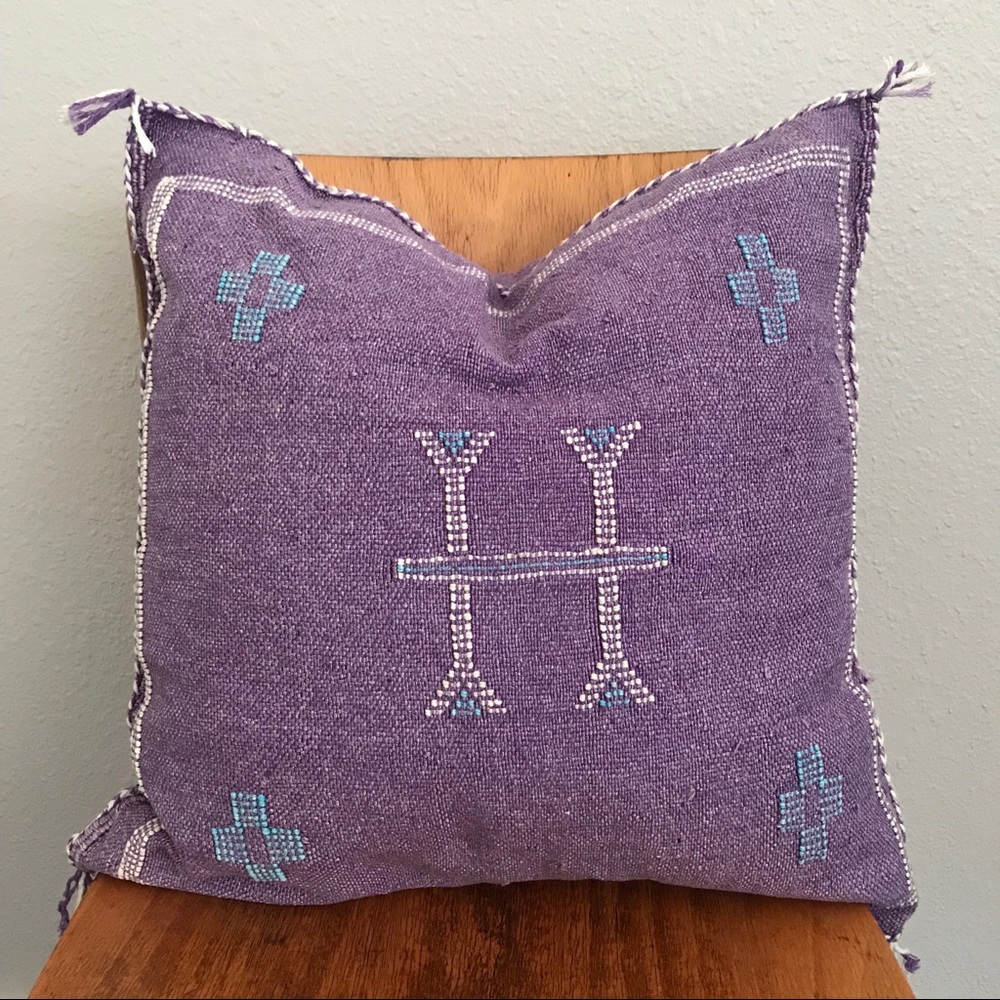 Moroccan Sabra Silk Cactus Silk Pillow in Purple